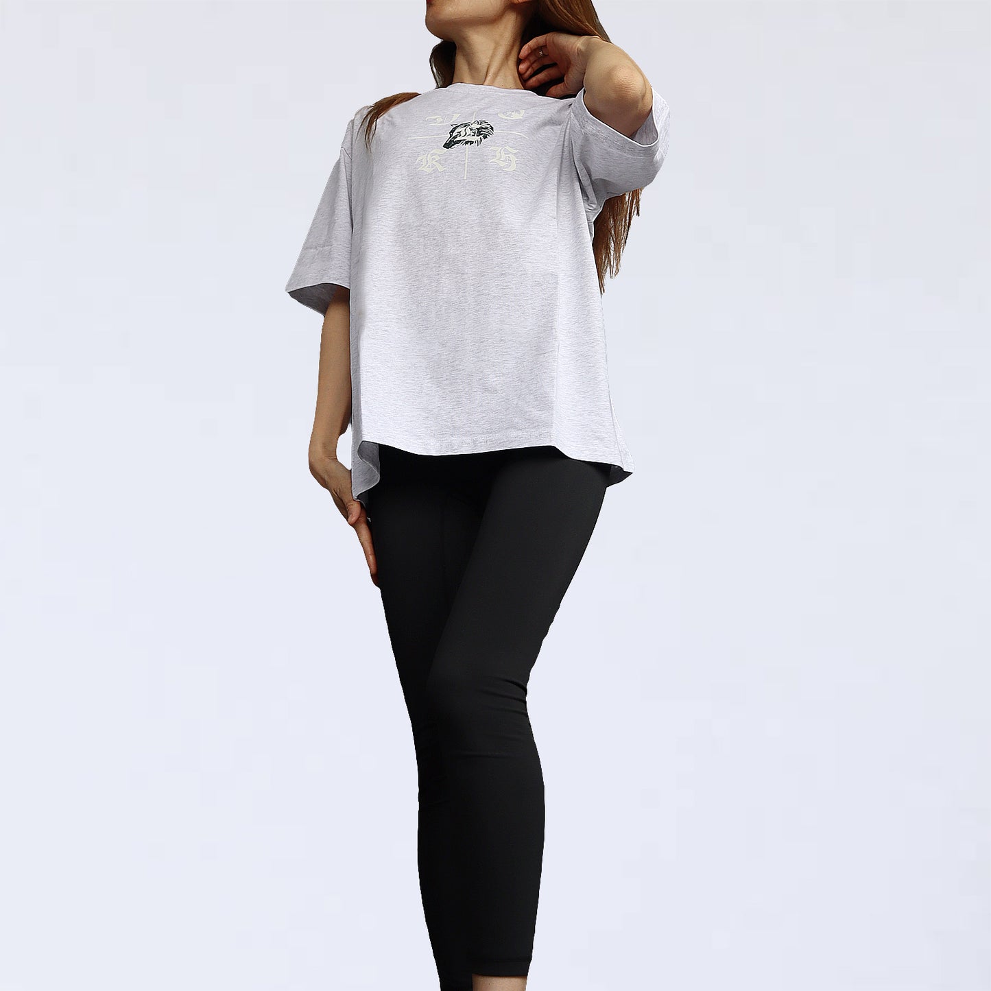 BIG T-SHIRT volkh wolfcross ~whitegray~