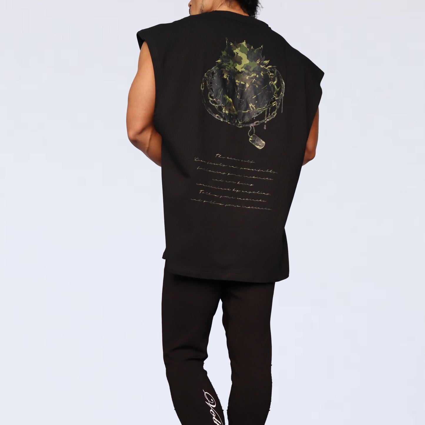 NO SLEEVE VOLKH camoufla WOLF SHIRT ～black～
