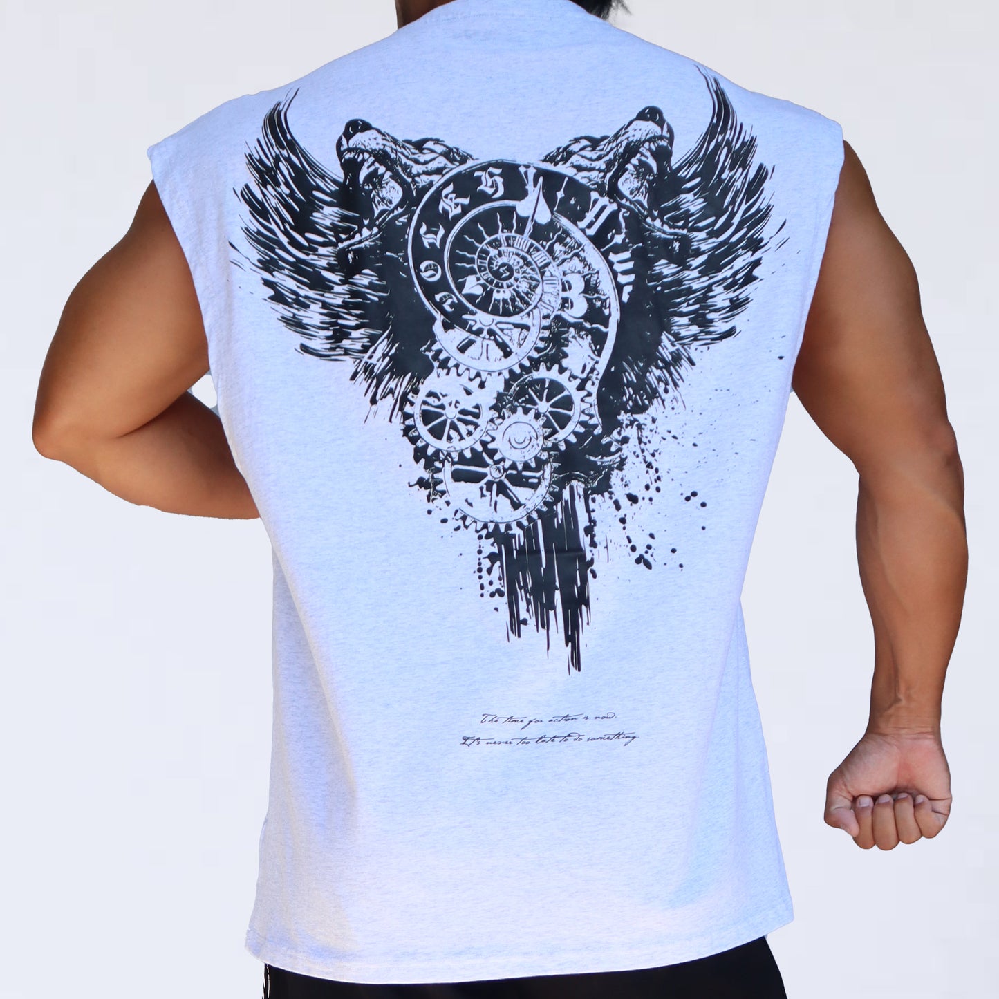 NO SLEEVE VOLKH BACK timewolf SHIRT ～whitegray～