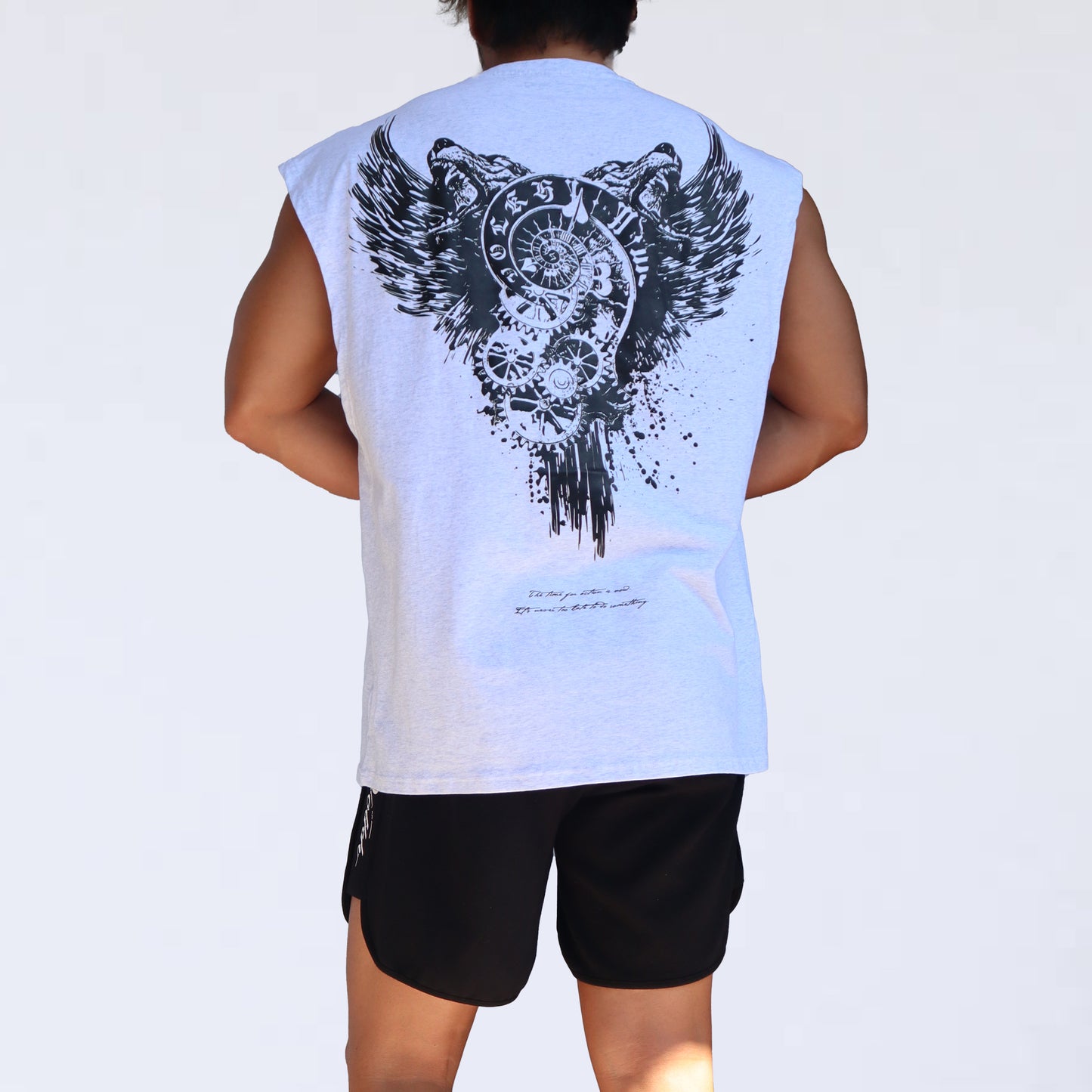 NO SLEEVE VOLKH BACK timewolf SHIRT ～whitegray～