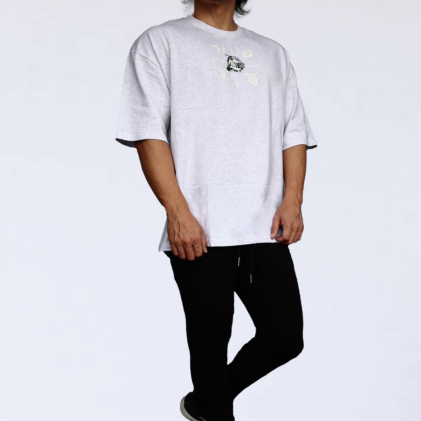 BIG T-SHIRT　volkh　wolfcross ～whitegray～