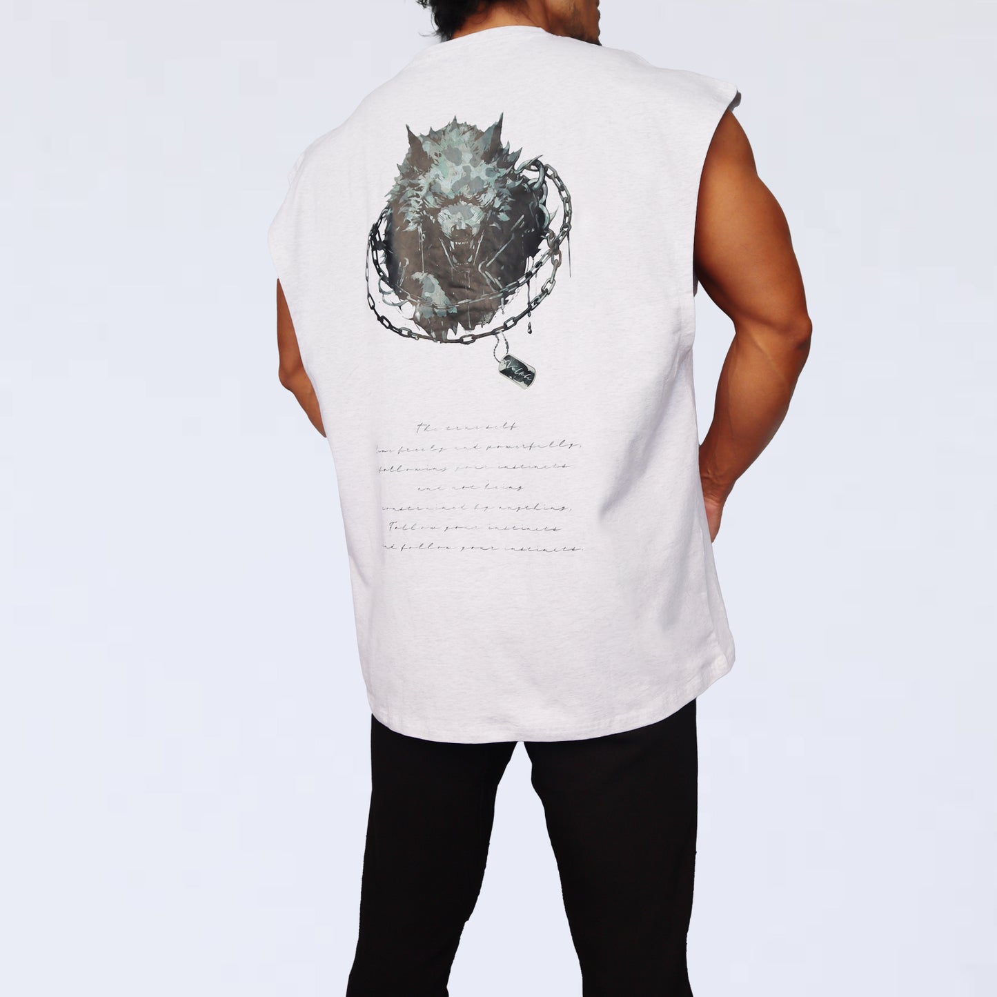 NO SLEEVE VOLKH camoufla WOLF SHIRT ～whitegray～
