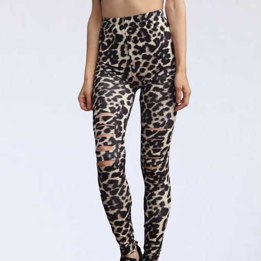 Yoga wear leggings　　　～ Slit Leopard ～